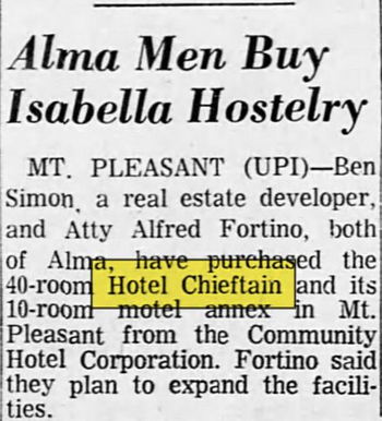 Hotel Chieftan - Sept 1968 New Owners (newer photo)